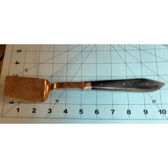 Meat Spatula Lasagna Server Brass Dark Wood Handle Vintage Mid Century Modern - Picture 3 of 4